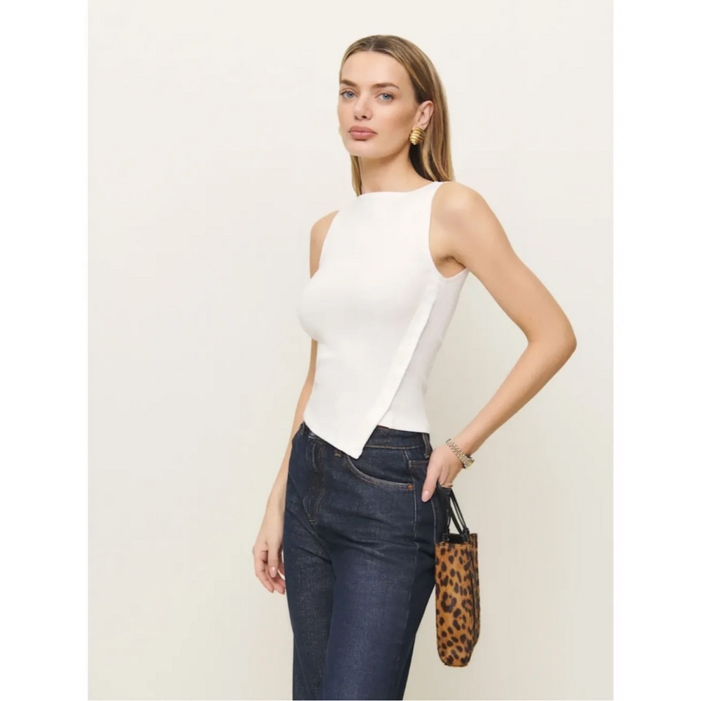 Reformation Ivory Ribbed Square Neck Tank Top - Picture 6 of 6
